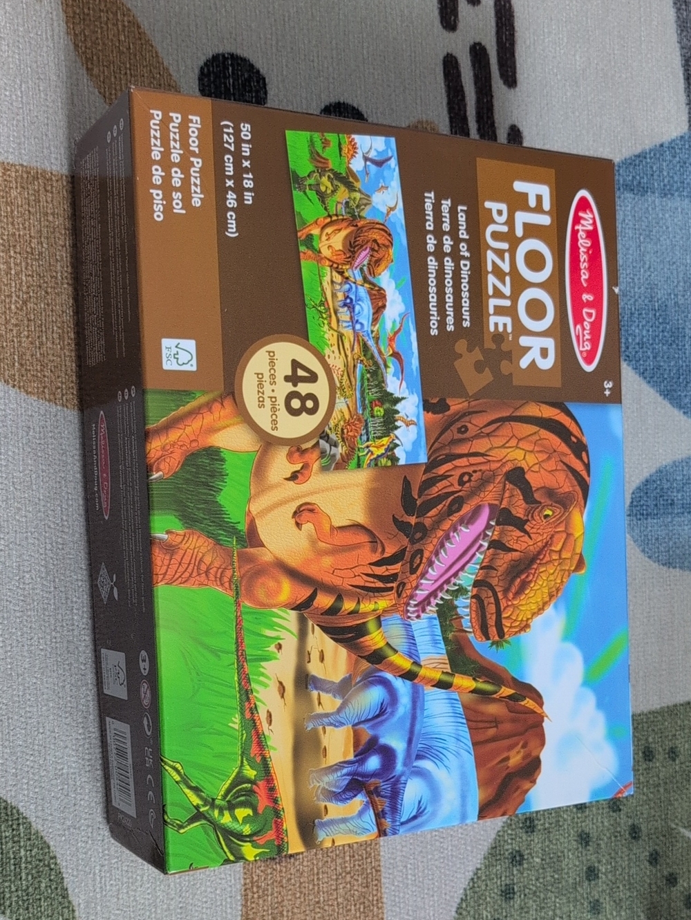 Melissa & Doug Orange and Blue Dinosaur Floor Puzzle